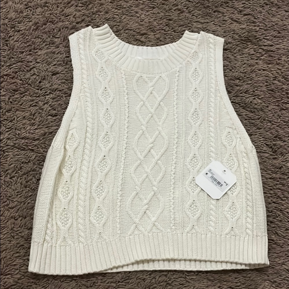 Altar'd State Ivory Knit Sweater Vest